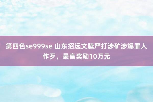 第四色se999se 山东招远文牍严打涉矿涉爆罪人作歹，最高奖励10万元