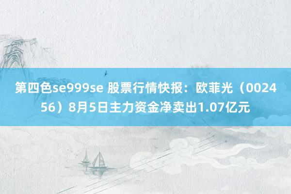 第四色se999se 股票行情快报：欧菲光（002456）8月5日主力资金净卖出1.07亿元