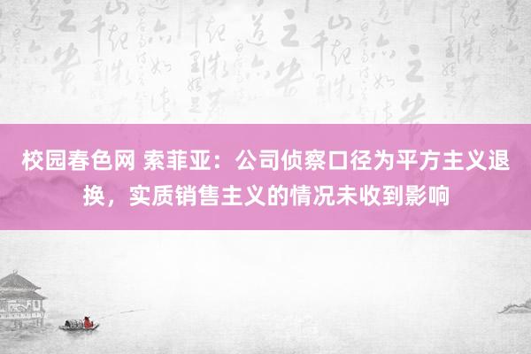 校园春色网 索菲亚：公司侦察口径为平方主义退换，实质销售主义的情况未收到影响