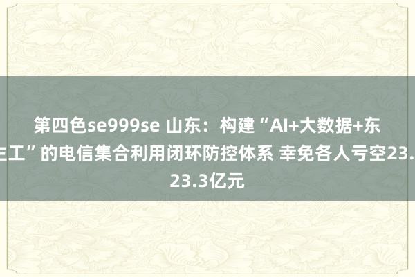 第四色se999se 山东：构建“AI+大数据+东说念主工”的电信集合利用闭环防控体系 幸免各人亏空23.3亿元