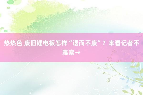 热热色 废旧锂电板怎样“退而不废”？来看记者不雅察→