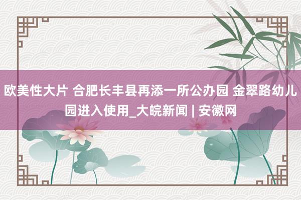 欧美性大片 合肥长丰县再添一所公办园 金翠路幼儿园进入使用_大皖新闻 | 安徽网